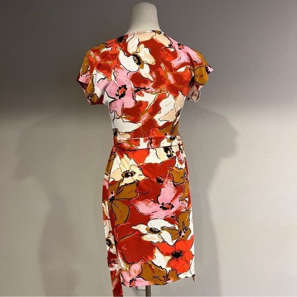 Nine West Floral fake Wrap short sleeve Dress size extra small - Picture 7 of 12